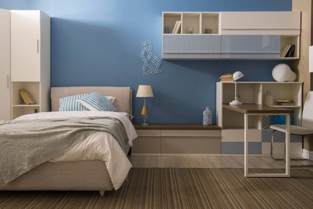 Childrens roof with blue walls